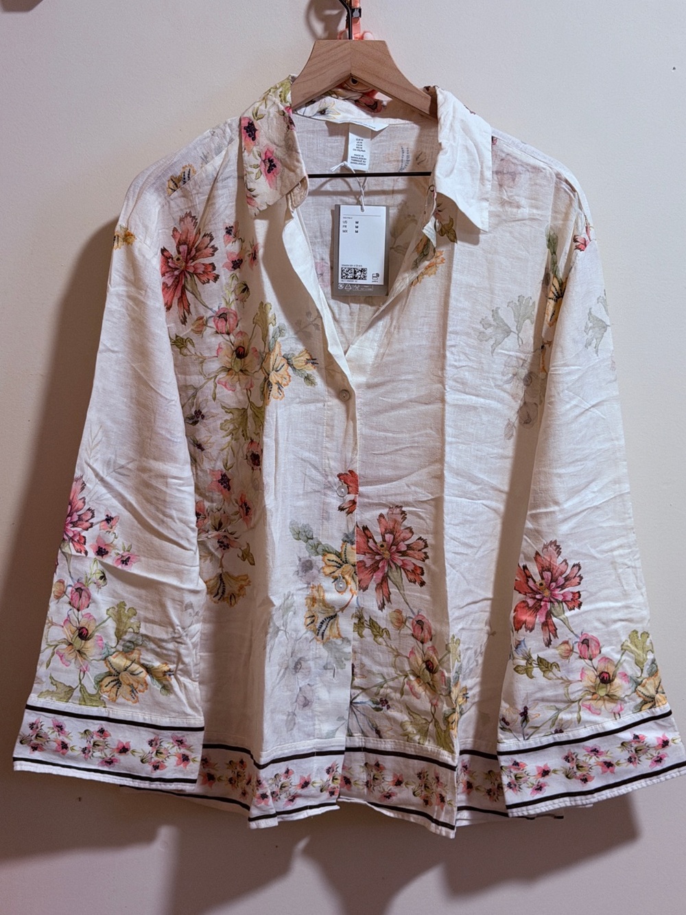 H&M🪷Floral Linen Shirt🪷New M